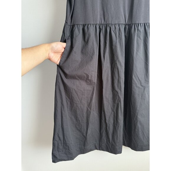 J. Crew High Neck Mixed Knit Black Midi Dress Casual Minimalist Preppy Whimsical - Picture 6 of 8